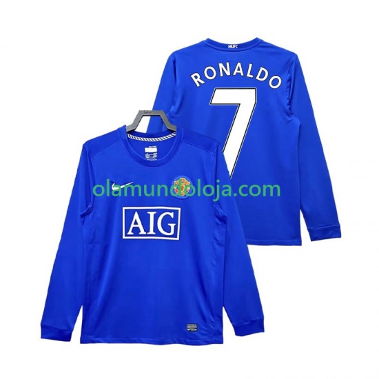 Camisola Manchester United Cristiano Ronaldo 7 2009 Retro Homem Equipamento Terceiro 2008 Manga Comprida